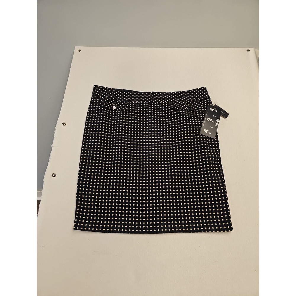 NEW‎ Lord & Taylor 424 FifthBlack Dot Geometric Pencil Skirt Womens Size 16W Zip